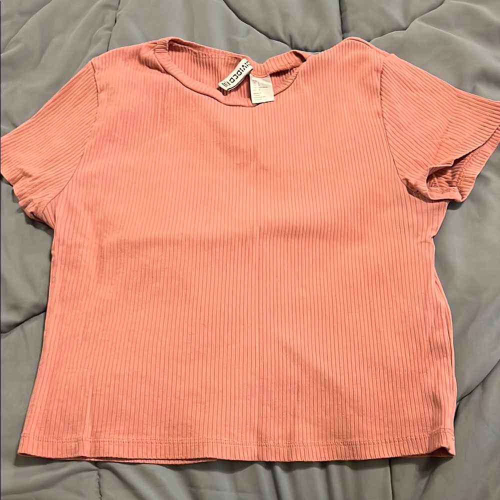 h&m Pink Ribbed stretchy crop T-Shirt large